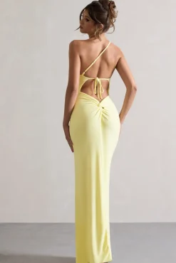 Dressing Up | Lemon One Shoulder Maxi Dress With Open Back Detail