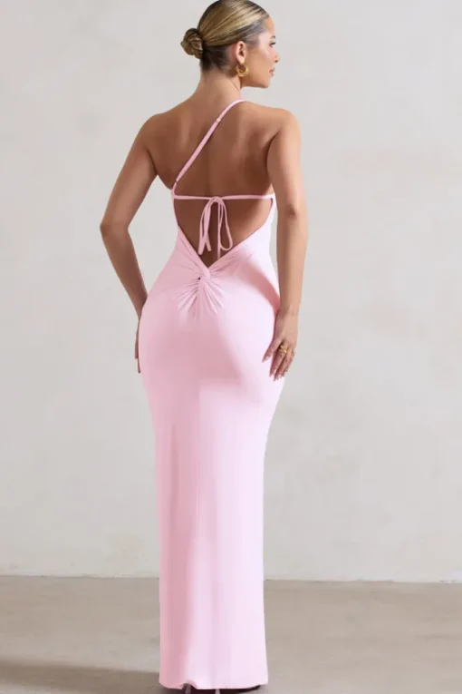 Dressing Up | Pink One Shoulder Maxi Dress With Open Back Detail