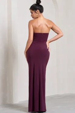 Dynamite | Burgundy Pleated Bodice Split Maxi Dress