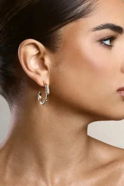 Edera | Gold Diamante Hoop Earrings