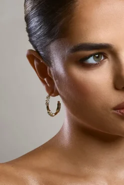 Edera | Gold Diamante Hoop Earrings
