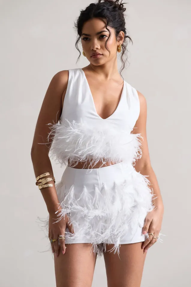 Encore | White Feather Shorts