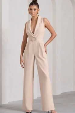 Endure | Stone Tailored Sleeveless Wide-Leg Jumpsuit
