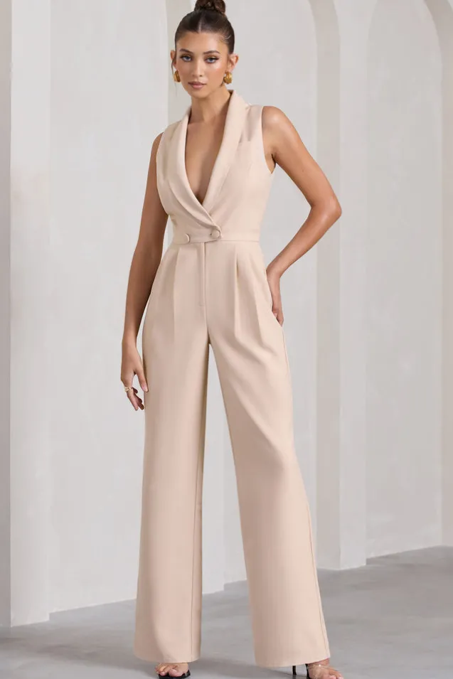 Endure | Stone Tailored Sleeveless Wide-Leg Jumpsuit