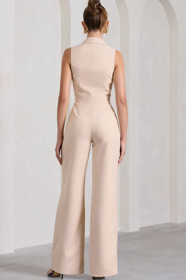 Endure | Stone Tailored Sleeveless Wide-Leg Jumpsuit