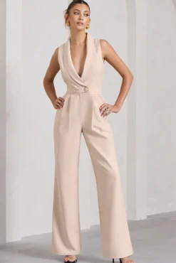 Endure | Stone Tailored Sleeveless Wide-Leg Jumpsuit