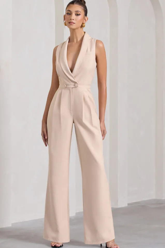 Endure | Stone Tailored Sleeveless Wide-Leg Jumpsuit
