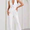 Endure | Tall White Tailored Sleeveless Wide-Leg Jumpsuit