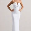 Enticed | White Strapless V-Neck Maxi Dress With Flowers