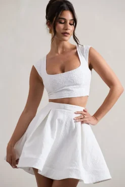 Estela | White Lace Square-Neck Crop Top
