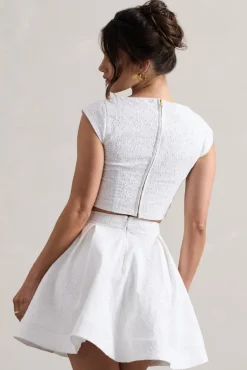 Estela | White Lace Square-Neck Crop Top
