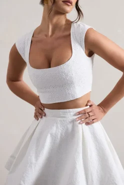 Estela | White Lace Square-Neck Crop Top