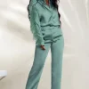 Evening Memories | Duck Egg Blue Satin Wide Leg Trousers