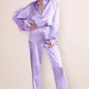 Evening Memories | Lilac Satin Wide Leg Trousers