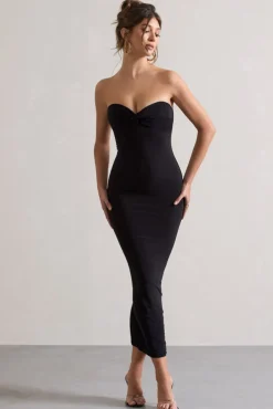 Evita | Black Sweetheart Twist Detail Maxi Dress