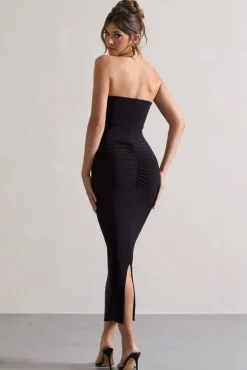 Evita | Black Sweetheart Twist Detail Maxi Dress