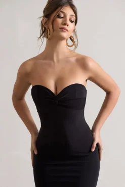 Evita | Black Sweetheart Twist Detail Maxi Dress