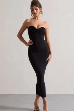 Evita | Black Sweetheart Twist Detail Maxi Dress