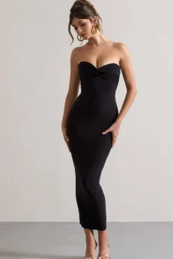 Evita | Black Sweetheart Twist Detail Maxi Dress