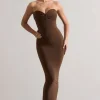 Evita | Chocolate Sweetheart Twist Detail Maxi Dress