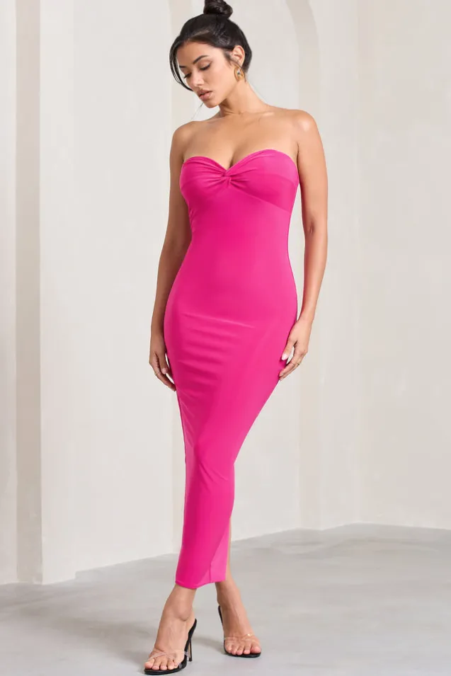 Evita | Hot Pink Sweetheart Twist Detail Maxi Dress