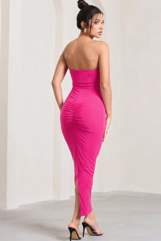 Evita | Hot Pink Sweetheart Twist Detail Maxi Dress