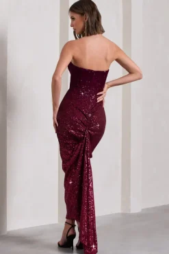 Fade | Berry Ombre Sequin Bandeau Bodycon Maxi Dress