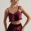 Fawn | Plum Satin Cami Crop Top