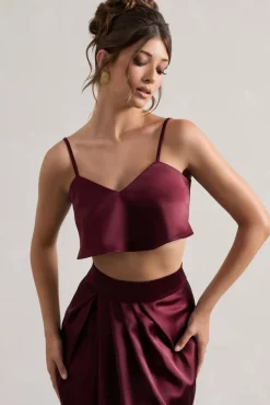 Fawn | Plum Satin Cami Crop Top