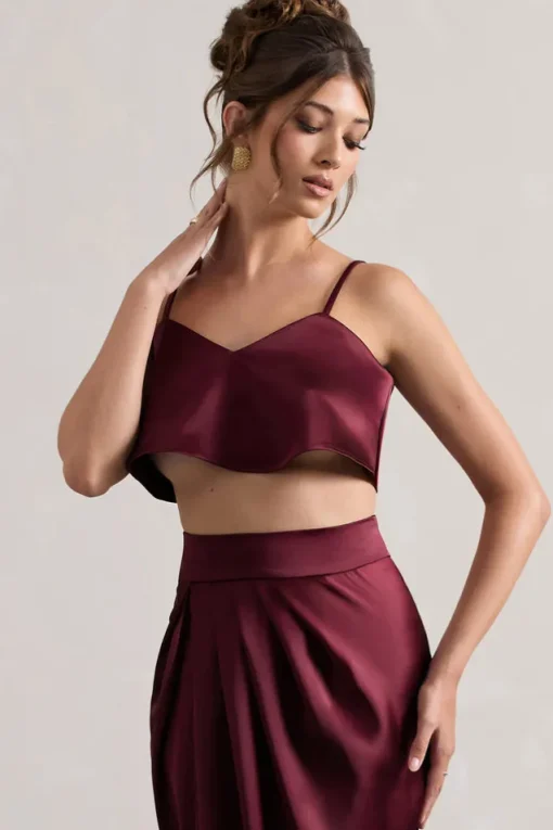 Fawn | Plum Satin Cami Crop Top