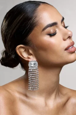 Flash | Silver Diamante Tassel Earrings