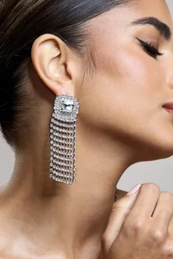 Flash | Silver Diamante Tassel Earrings