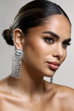 Flash | Silver Diamante Tassel Earrings