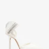 Flashing Lights | Ivory Satin Pointed Court Heels With Diamante Bows