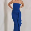 Fleur | Royal Blue Bandeau Ruffle Maxi Dress