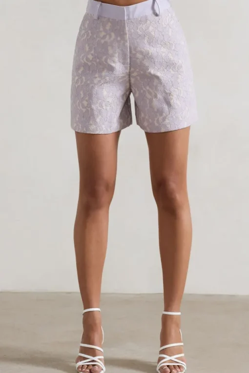 Florenza | Mauve Lace High-Waist Tailored Shorts