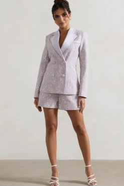 Florenza | Mauve Lace High-Waist Tailored Shorts