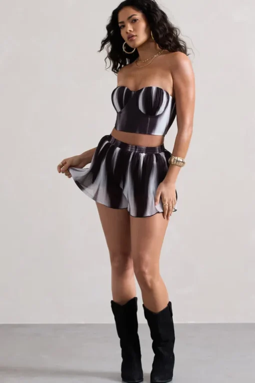 Flow | Black Print Plisse Shorts