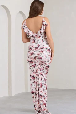 Flute | White Floral Print Maternity Cowl Bodycon Cami Maxi Dress