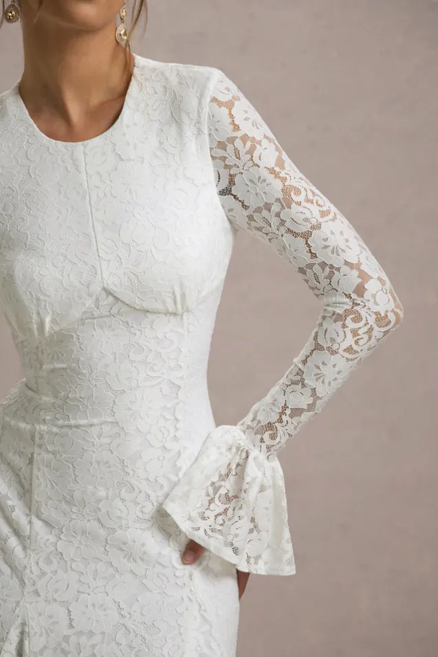 For Life | Cream Lace Long-Sleeve Midi Dress