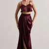 Free Feeling | Plum Satin Split Maxi Skirt