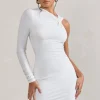 Fusion | White Asymmetric Twisted Bodycon Mini Dress