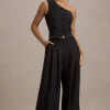 Galilea | Black Pleated Wide-Leg Trousers