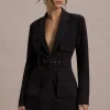 Genesis | Black Belted Utility Blazer Dress