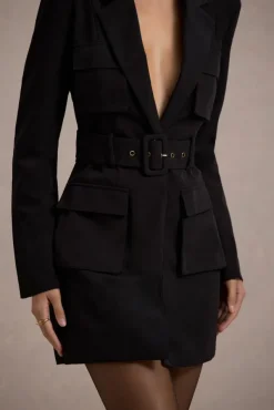 Genesis | Black Belted Utility Blazer Dress