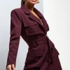 Genesis | Plum Belted Utility Blazer Dress
