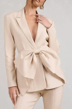 Gifted | Stone Plunge Blazer With Statement Bow