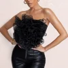 Glorious | Black Strapless Organza Corset Top