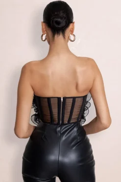 Glorious | Black Strapless Organza Corset Top