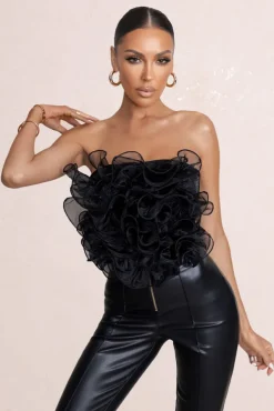 Glorious | Black Strapless Organza Corset Top